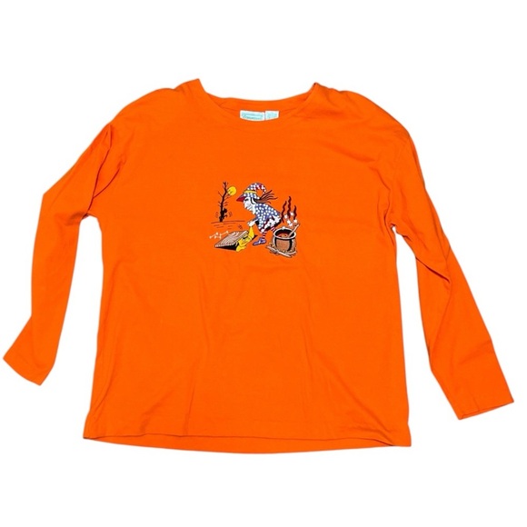 VINTAGE Shenanigans Embroidered Long Sleeve Cotton Halloween Shirt Size medium - Picture 12 of 12
